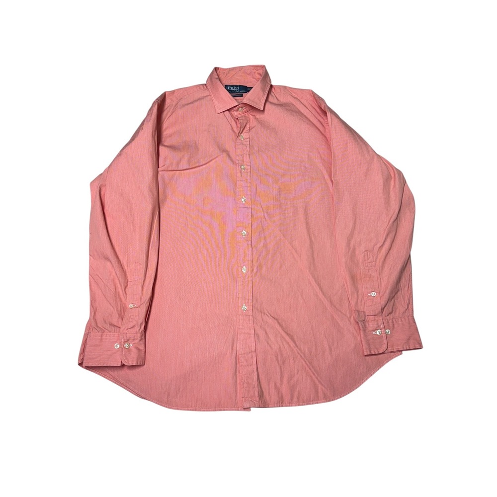 Polo Ralphβ Lauren Custom Fit Dress Shirt Mens 17/35 Salmon Pink